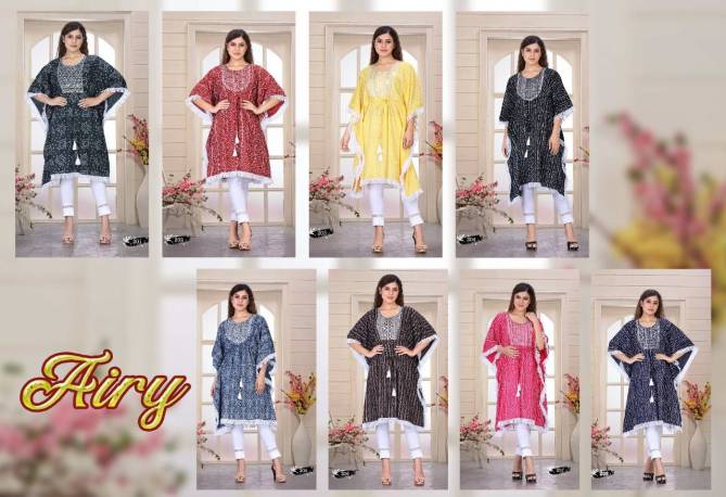 Beauty Queen Airy 1 Rayon Designer Party Wear Kaftan Kurti Collection